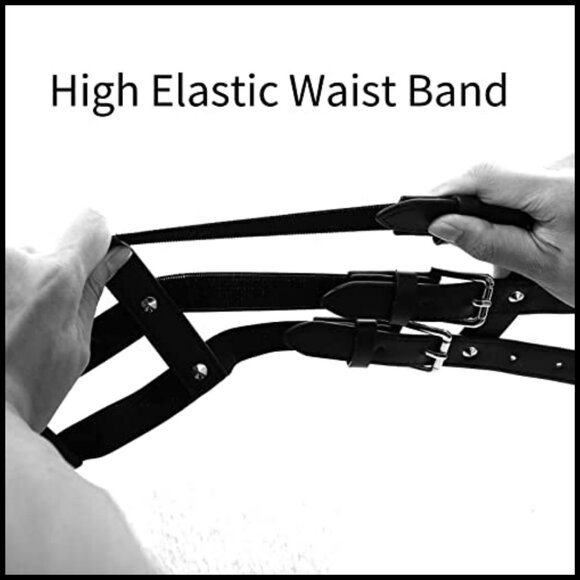 High Waist Cinch Belt PU Leather Adjustable Stretch Corset Waistband Chic Punk main image 4